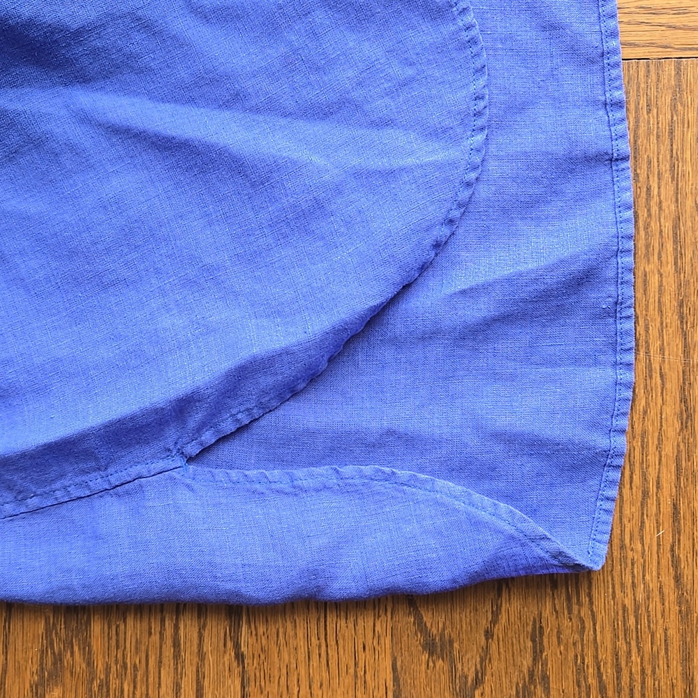 Chico's Linen Blue Button-Up Shirt Tunic Beach Cover 3/4 sleeve, Size 12 - Picture 5 of 8